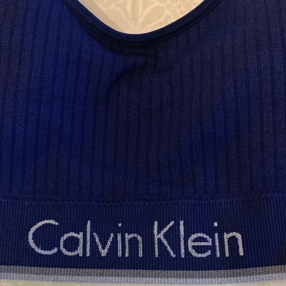 CALVIN KLEIN Deep Blue Ribbed Bralette - Picture 2 of 4